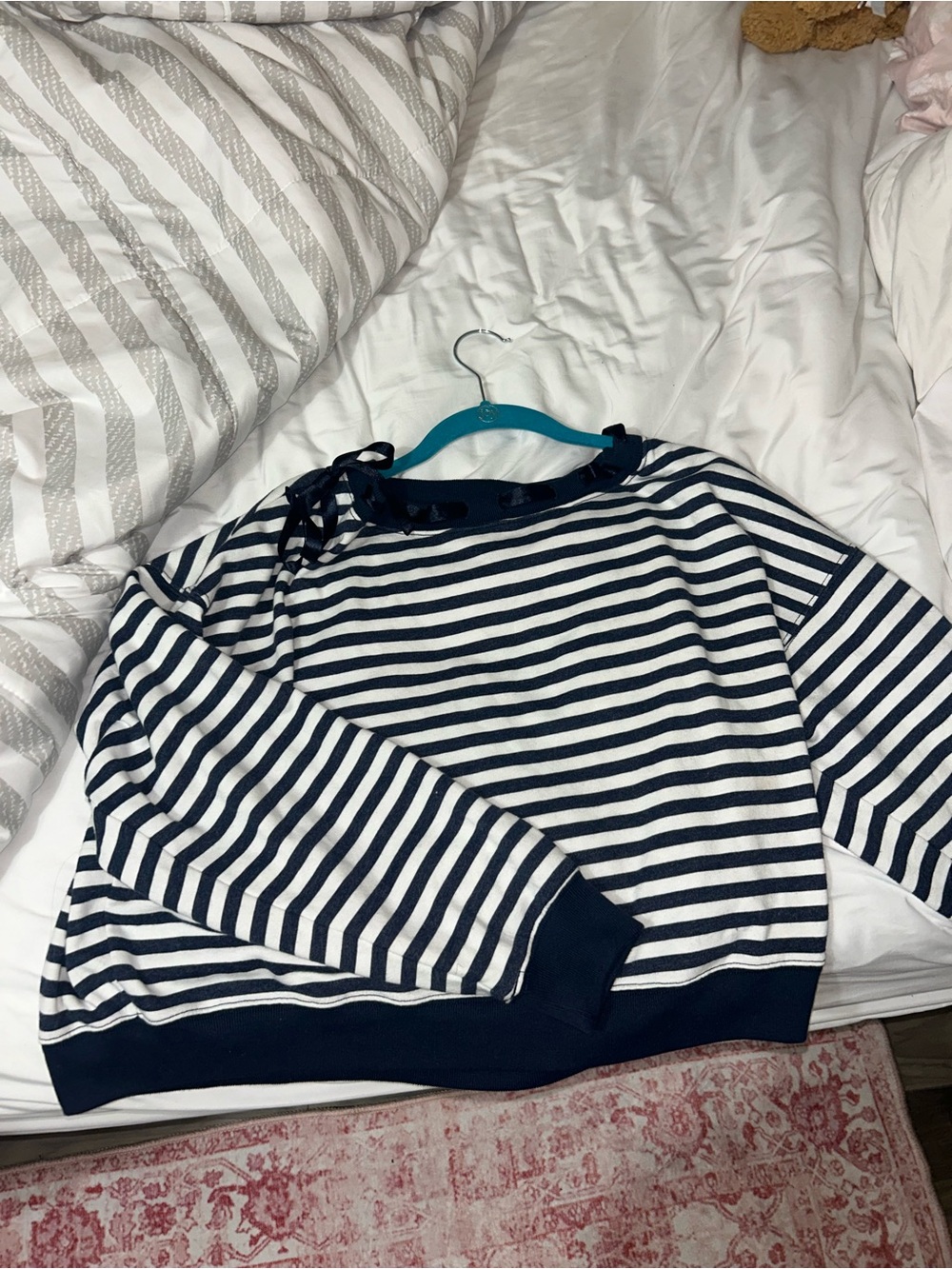 Striped Navy and White Women's Sweater - Classic Boatneck